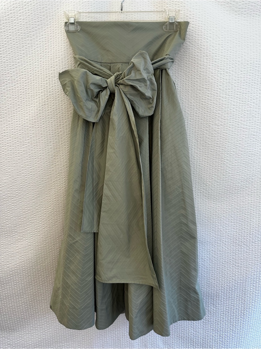 SNIDEL Sage Green Bow Waist Textured Maxi Skirt NWT Size 1 Japanese Fashion